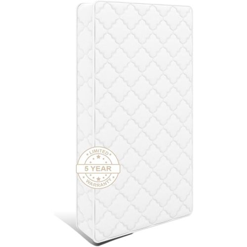 5" Crib & Toddler Mattress, 52x27.5 Breathable Knitted Fabric Cover, CertiPUR-US Certified Foam, Edge Reinforcement, Fits Standard Size Crib and Toddler Bed, Pure White