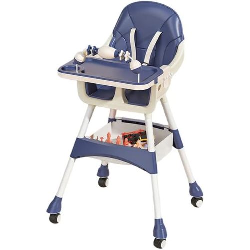 Portable High Chair,High Chairs for Babies and Toddlers,Multi-Use Easy Clean Baby High Chair with Lock Wheels, Comfortable Feeding and Place The Toy Storage Basket uuu