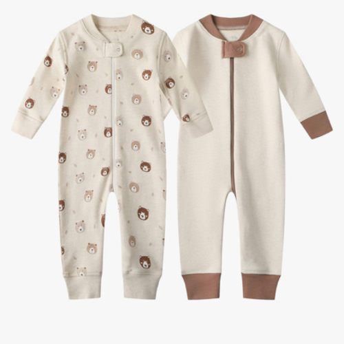 0-3mo Owlivia Organic Cotton Baby Boy Girl Zip up Sleep 'N Play Pjs, Footless, Long Sleeve