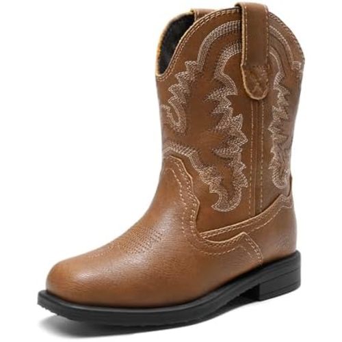 DREAM PAIRS Toddler Boys Girls Cowboy Cowgirl Boots Little Kids Western Square Toe Riding Mid Calf Boots