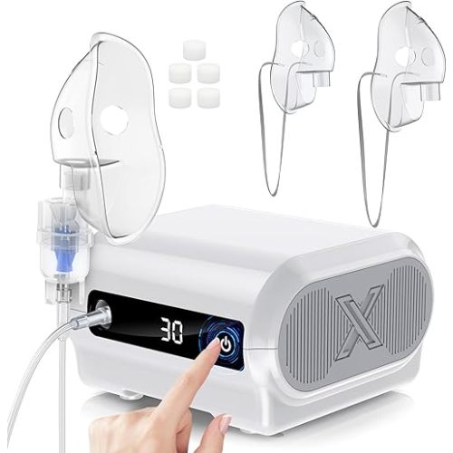 Smart Digital Display Nebulizer Machine for Adults and Kids, Compression Nebulizer for Breathing Treatment, Jet Nebulizer with Timing Function for Home Hailie Sensor NF0109