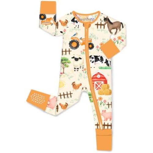 babee Reshinee Bamboo Viscose Baby Footie Pajama, Zipper Sleeper Boys Girls