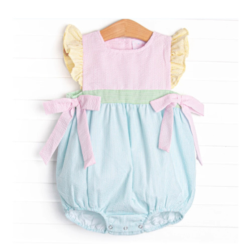 Seasonal Seersucker Side Tie Bubble, Blue – Stitchy Fish