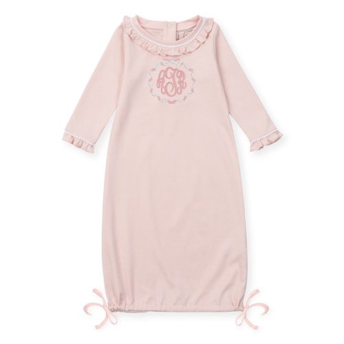 Georgia Pima Cotton Daygown for Girls - Light Pink with White Piping | Lila & Hayes