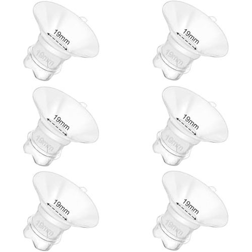 6pcs Updated Silicone Flange Insert 19mm Compatible with Momcozy/Medela/Spectra/Eufy/Lansinoh/TSRETE/Elvie/NCVI/Paruu Breast Pump, for 24mm Flange/Shield, Breastfeeding Essential Replacement Pump Part