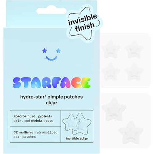 Starface Hydro-Star® Clear Hydrocolloid Star-Shaped Pimple Patch, 32 ct
