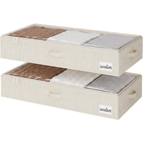 StorageWorks 6 Inch Low Profile Under Bed Storage Containers with Clear Lid