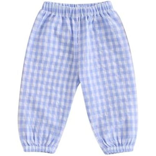 Kids Toddler Boys Girls Gingham Pants Elastic Waist Plaid Loose Baggy Trousers Casual Spring Fall Bottoms Sweatpants