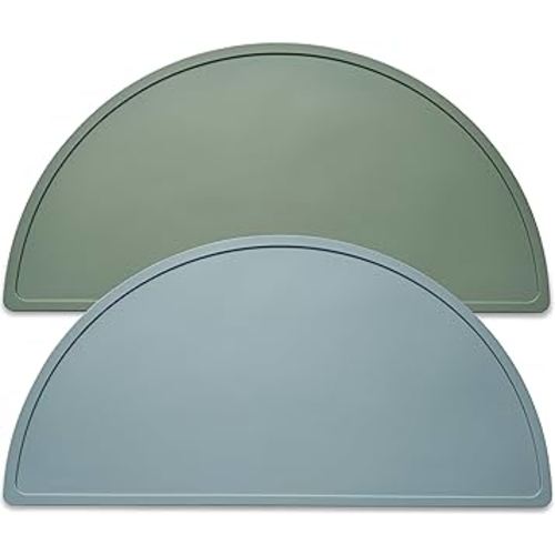 Silicone Placemats for Babies, Toddlers & Kids, BPA-Free Non-Slip Baby Table Mat Food Mats, 2 Pack
