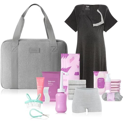 Frida Mom Pre-Packed Hospital Bag Essentials for Labor and Delivery, Postpartum Essentials for Recovery and Baby (30pc Gift Set)