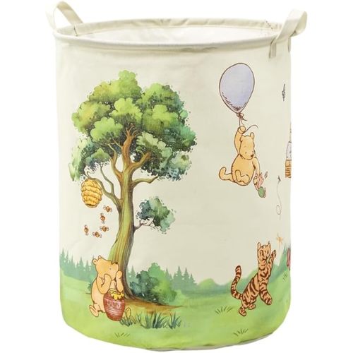 Classic Bear Baby Laundry Basket Hamper for Nursery, Waterproof Foldable Canvas Storage Basket for Clothes, Blanket & Nursery Essentials