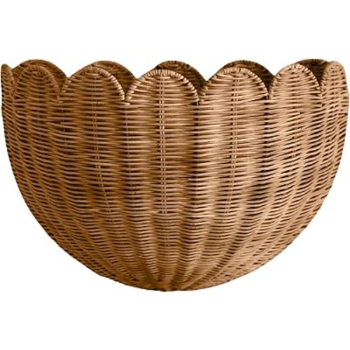 BEBE BASK Scalloped Wicker Hanging Basket - The Original Wicker Wall Decor - Hand Woven Wall Basket - Home Décor Wall Hanging Basket - Wall Storage Basket for Nursery, Living Room and Bathroom (Mocca)