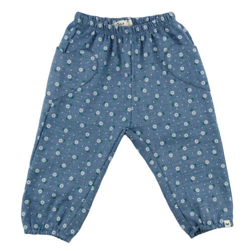 oh baby! Heart Side Pocket Pant - Sunburst Flower Print - Denim