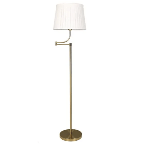 Gold Metal Swivel Arm Floor Lamp, 63"