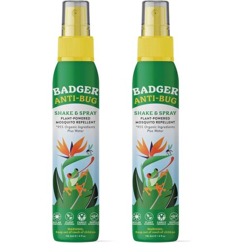 Badger Bug Spray, Family Friendly All Natural Mosquito Repellent w/Organic Essential Oils, Great Smelling Citronella Spray, Effective for 3 Hours, Deet-Free Vegan Insect Repellent, 4 fl oz, 2-Pack