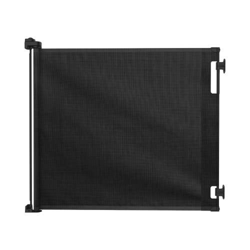 71" Wide White Paw Proof Retractable Gate, 3-Way-Locking Mechanism, Indoor/Outdoor Suitable