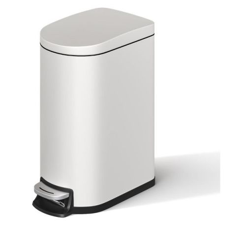TROPOW 2.6 Gallon (10L) Slim Metal Trash Can – Step-On Bathroom/Bedroom Garbage Bin with Soft-Close Lid & Inner Bucket