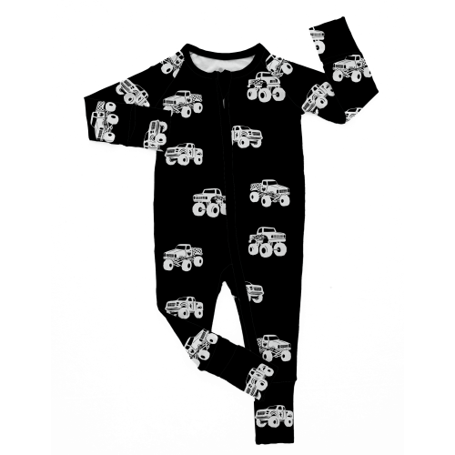 Monster Trucks | Black Bamboo Romper