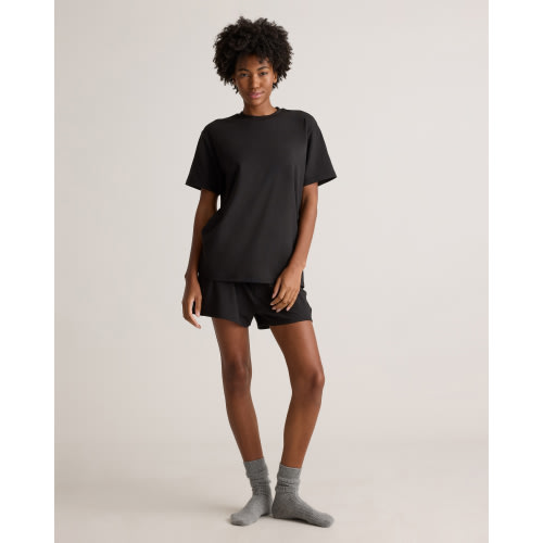 Dream Lounge Oversized Short Sleeve Pajama Set in Heather Charcoal Grey