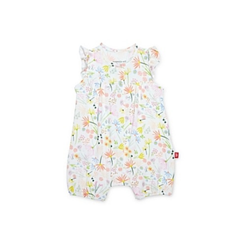 Magnetic Me™ - 0-3 Months Poet's Meadow Sleeveless Romper in WhiteMagnetic Me™
