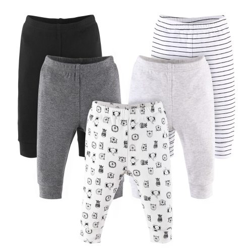 The Peanutshell 5-Pack Pants Grey Animals, 9-12M