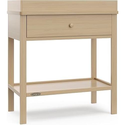 Graco Storage Baby Changing Table (Driftwood) - GREENGUARD Gold Certified, Changing Table with Drawer, Changing Table Topper, Perfect for Any Nursery Décor