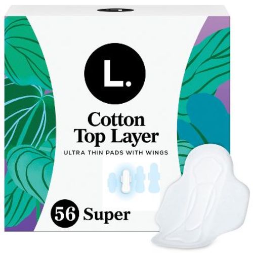 L. Organic Cotton Top Layer Ultra Thin Pads - Super Absorbency - 56ct