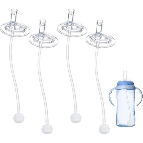 4PCS Replacement Straws Compatible with NUK Learner Cup 10oz, Silicone Gravity Ball Straw Replacment, Change out Sippy Cup to Straw Cup, Weighted Straws No Leakage Drinking Tools