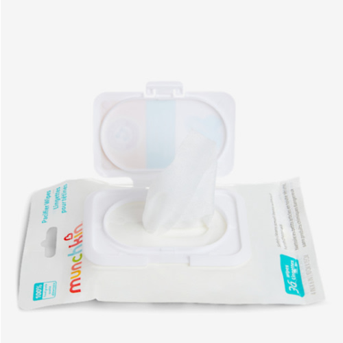 Munchkin Arm & Hammer Pacifier Wipes - Safely Cleans Breast Pump Parts and Feeding Essentials for Baby and Toddler, 1 Pack, 36 Wipes