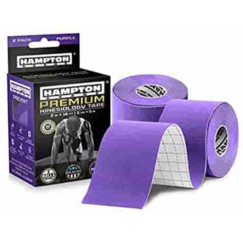 (2 Pack) Kinesiology Tape for Physical Therapy Sports Athletes – Latex Free Elastic, 16ft Water Resistant Kinetic Uncut Kinesiology Tape for Knee Pain, Elbow & Shoulder Muscle - Purple