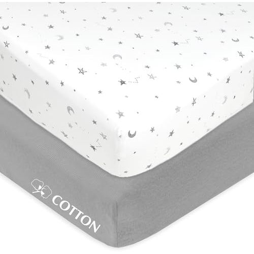 American Baby Company 2 Pack 100% Natural Cotton Fitted Crib Sheets 52"x28"
