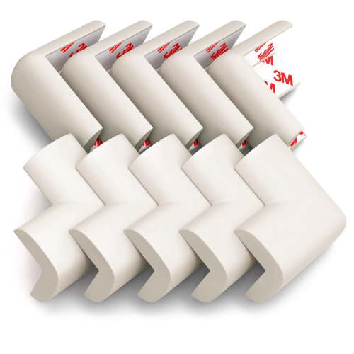 12-Pack Corner Protectors Baby Proof, Furniture Corner and Edge Safety Bumpers, Soft Rubber Foam Cushion Covers, 3M Taped Corner Guards, Baby Child Proofing Pads, Table Corner Protectors, Ivory