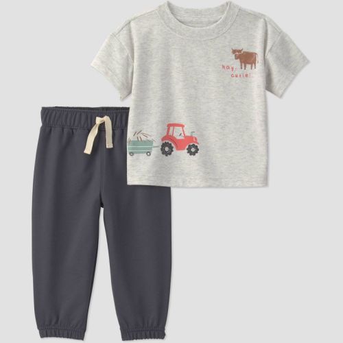 Carter's Just One You® Baby Boys' 2pc Farm T-Shirt and Jogger Pants Set - Gray 9M