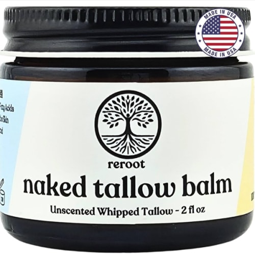 Beef Tallow Balm for Skin | NAKED TALLOW BALM | 1 Ingredient - 100% Grass Fed Tallow | Whole Body & Face Moisturizer | Whipped & UNSCENTED for Sensititve Dry Skin, Babies, Eczema, Psoriasis, Rosacea (2oz)