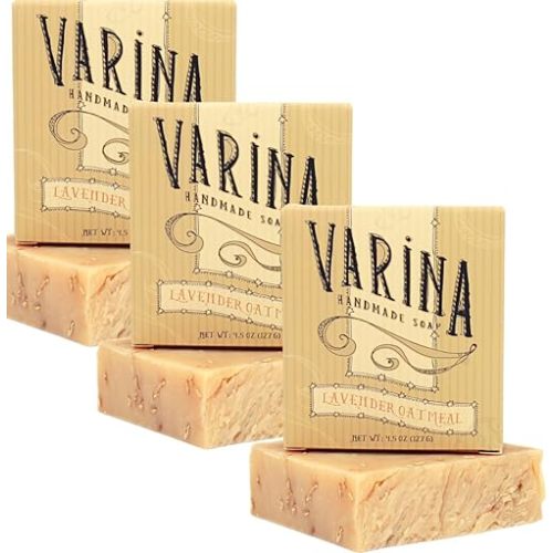 Organic Lavender Oatmeal Bar Soap - Gentle Cleansing for Sensitive Skin, Herbal - 3 Pack