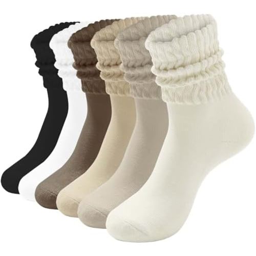 HAVE A TREE Women's Slouchy Crew Socks White Cushioned Scrunch Boot Sock