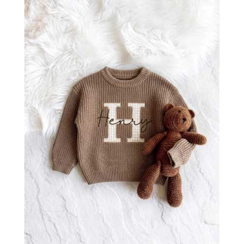 Baby Name Sweater Applique Embroidered Baby Sweater, baby boy gift, toddler boy gift, birthday gift for kids