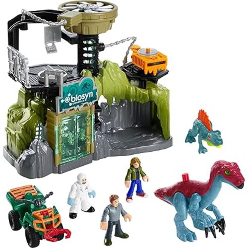 Fisher-Price Imaginext Jurassic World Toy Dinosaur Lab Playset, Owen Grady Maisie & Dr. Grant Figures for Preschool Kids Ages 3+ Years