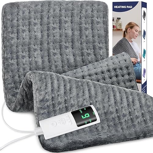 Extra Large Heating Pad for Back Pain Relief, 33"x17" Electric Heat Pad for Neck, Shoulders, Cramps, Menstrual Pain, 9 Heat Settings & 4 Auto-Off Timers, Soft Machine Wash Fabric, Gifts for Lover Gray