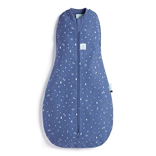 ergoPouch Cocoon Swaddle Sack 0.2 TOG - Baby Sleep Sack, Gentle Snug Fit Helps Calm Startle Reflex, Ideal for Arms In/Out Sleeping, Soft Breathable Fabric for Better Sleep (3-6 Months, Night Sky)