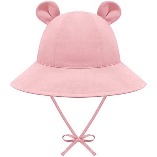 Baby Sun Hat Toddler Hats for Boys Girls Infant Sun Hat Baby Girl Hats with Bear Ears Wide Brim UPF 50+ Beach Hat