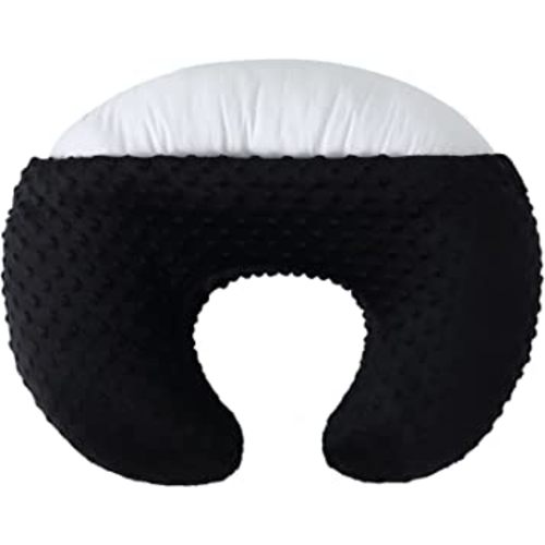 Nursing Pillow and Positioner Breastfeeding and Bottle Feeding, Propping Baby, Tummy Time, Sitting Support for Baby Boy and Baby Girl, with Removable Dots Cover (Black)