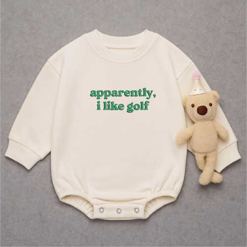 Funny Golf Baby Romper: "Apparently I Like Golf" Embroidered Bodysuit