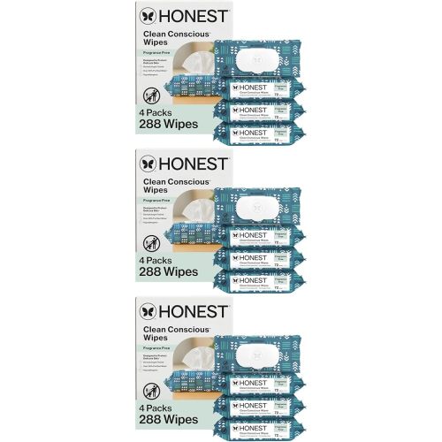 The Honest Company Hypoallergenic Multi-Use Baby Wipes for Sensitive Baby Skin, Balance Blues, 288 Count (Pack of 3)