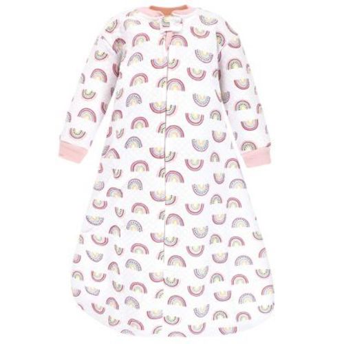 Hudson Baby Infant Girl Premium Quilted Long Sleeve Sleeping Bag and Wearable Blanket, Modern Rainbow