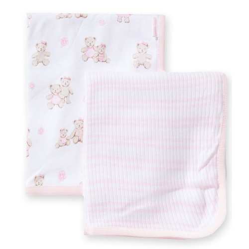 Little Me Baby Girls Organic Cotton Bears Print Receiving Blanket 2-Pack
