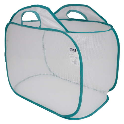 Mainstays White Mesh Pop-Up Laundry Basket with Heavy Duty Handles, 21 x 13 x 15.5 inches