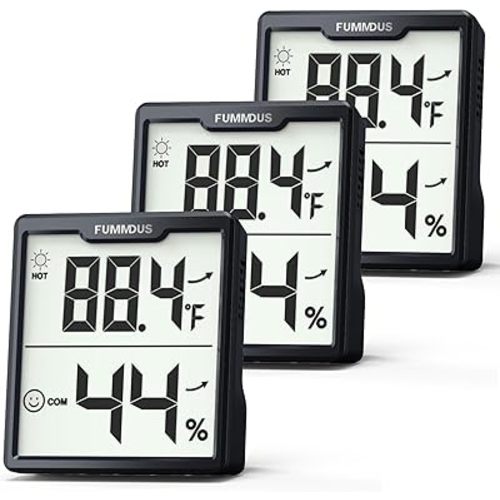 3 Pieces Digital Hygrometer Indoor Thermometer Humidity Meter with Accurate Temperature and Humidity Monitor for House, Baby Room, Office, Greenhouse, Cellar (Black)