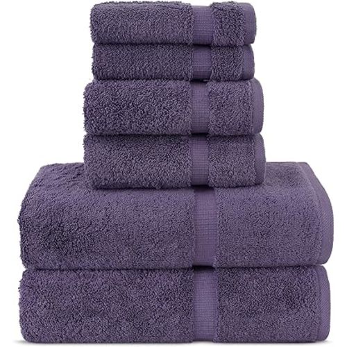 Chakir Turkish Linens Luxury Spa and Hotel Quality Premium Turkish Cotton 6-Piece Towel Set (2 x Bath Towels, 2 x Hand Towels, 2 x Washcloths)