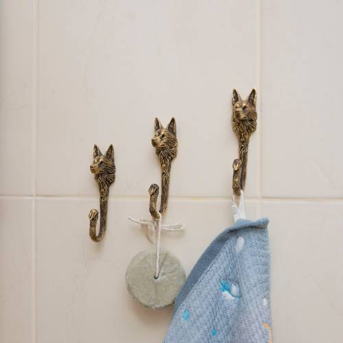 Solid Brass German Shepherd Wall Hook – Dog Lover Gift, Leash Holder